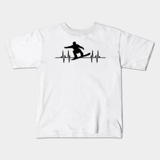 Heartbeat Snowboarding Lover Kids T-Shirt